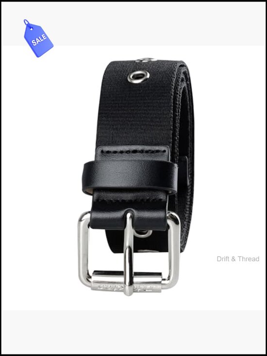 Grommet Web Belt Roller Buckle Adjustable 1.4 inch PU Tip main image 5